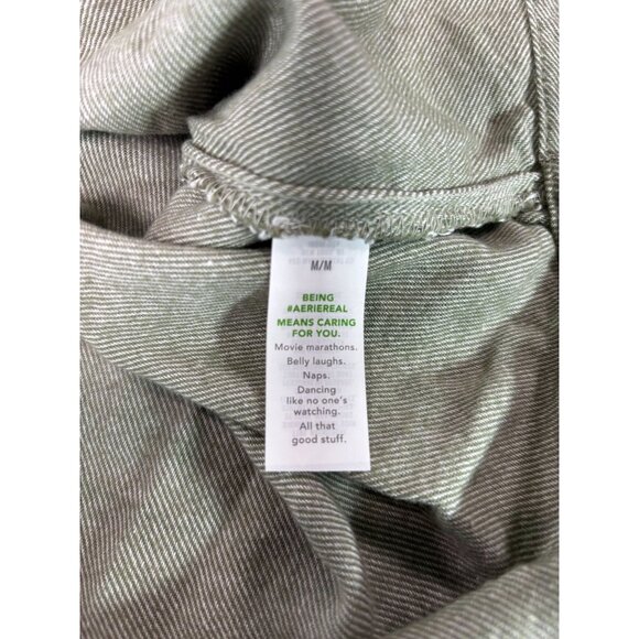 Aerie Anytime Fave Twill Shirt Medium M 100% Cotton Made In India Green - Picture 7 of 11